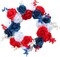 4th of July Wreath,18 Inches Patriotic Wreath for Front Door, Red White Blue Rose Flower Wreaths for American Independence Day Memorial Day Flag Day Indoor Outdoor Decor